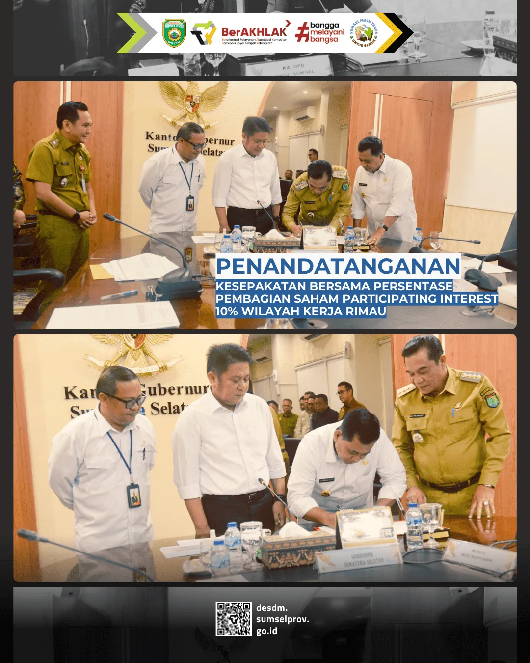 Kesepakatan Bersama Persentase Pembagian Saham Participating Interest 10% Wilayah Kerja Rimau